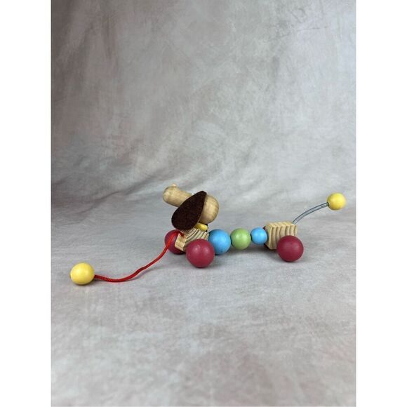Montessori Dachshund Dog LORENZ Pull Toy Wooden Germany Dog With Felt Ears and S - Picture 2 of 3